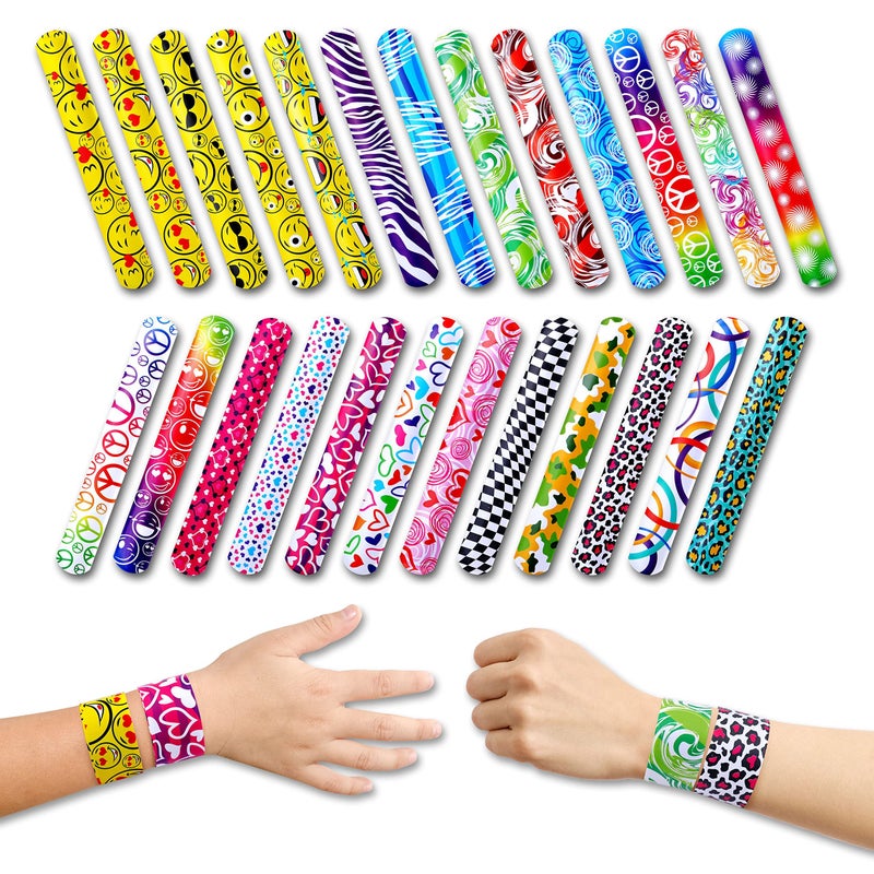 Giraffe Manufacturing Giraffe - 50 Pack Valentine Slap Bracelets for Kids - Multi Color Snap Bracelets Bulk - Friendship Band Toys - Stocking Stuffers Wristbands for Goody Bag - Easter Basket Fillers Party Favors for kids - Image 2